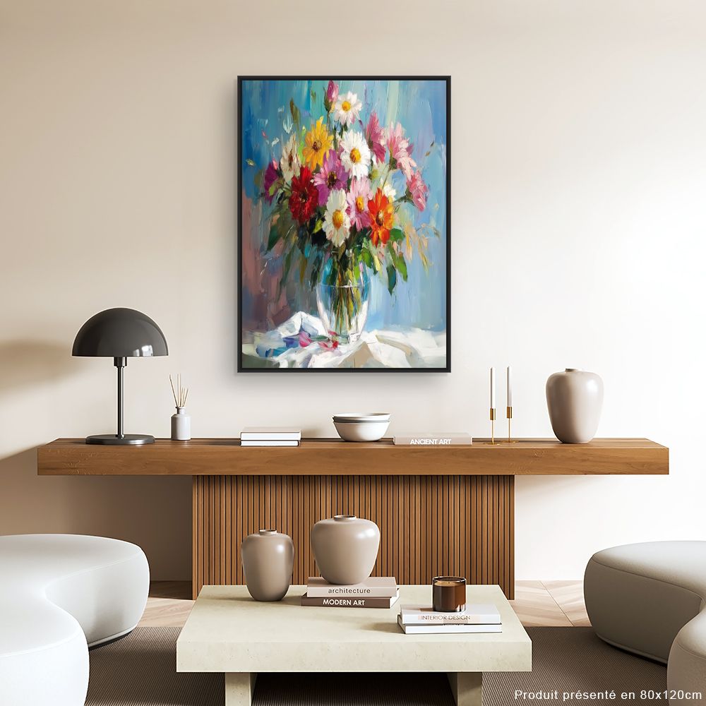 Toile "Bouquet fleuri vibrant"