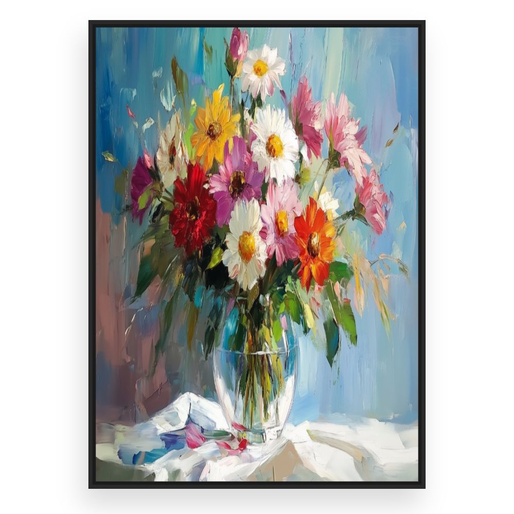 Toile Bouquet fleuri vibrant – toile cadre noir (slide 3)