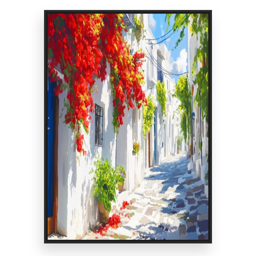 Toile Rue ensoleillée – toile cadre noir (slide 3)
