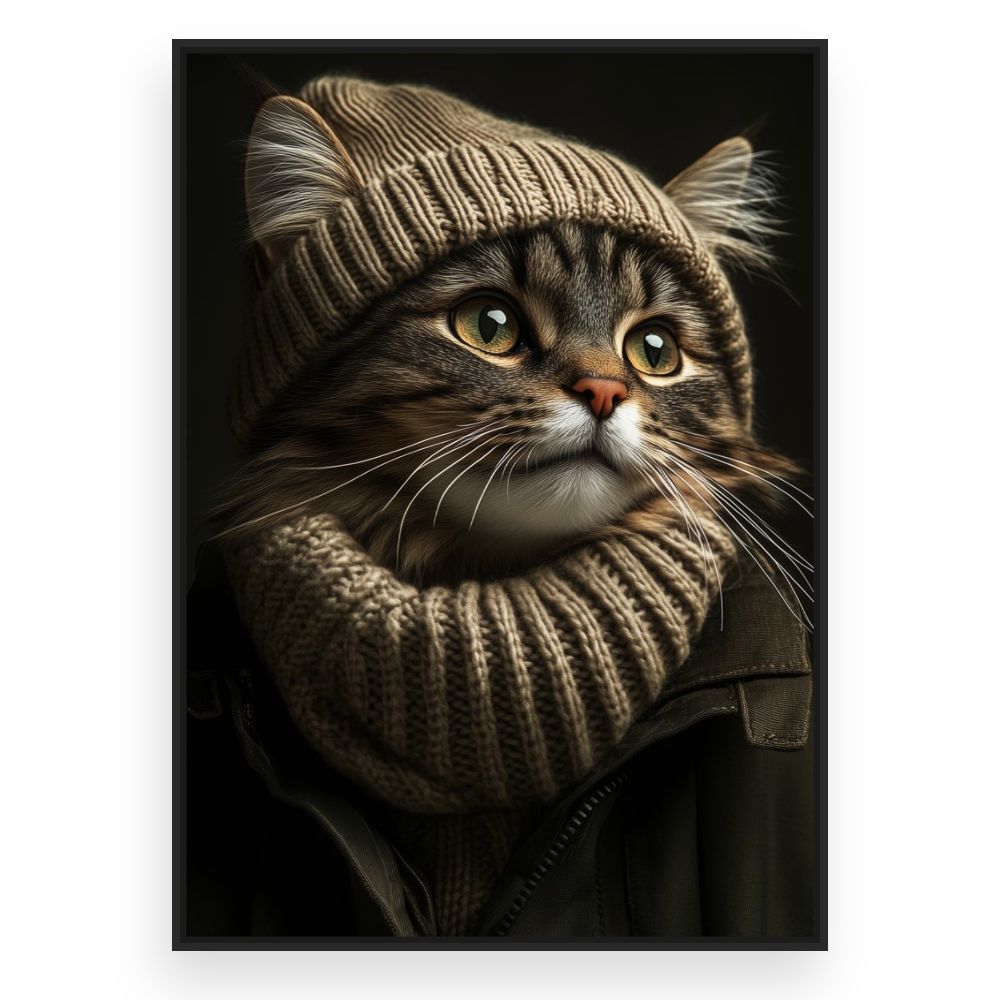 Toile Chat élégant – toile cadre noir (slide 3)