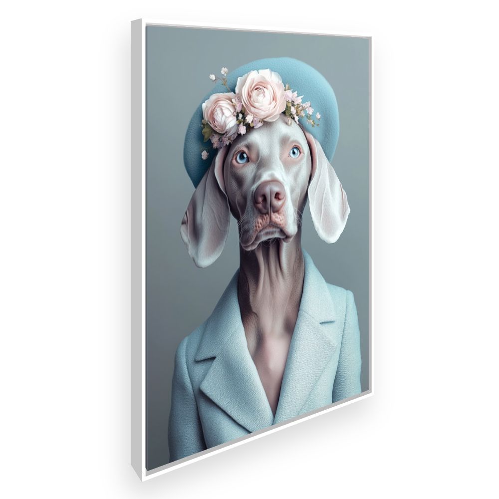 Toile Chien chic fleuri – toile cadre blanc (slide 2)
