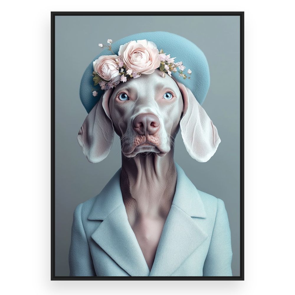 Toile Chien chic fleuri – toile cadre noir (slide 3)