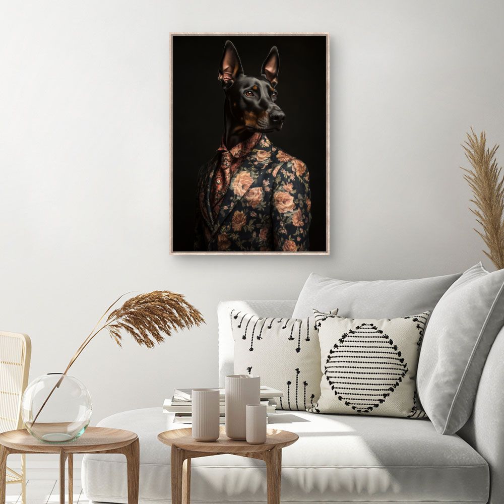 Toile Chien élégant chic – toile cadre naturel (slide 1, 60×90)