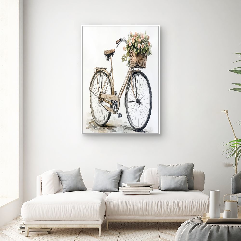 Toile "Vélo fleuri élégant"
