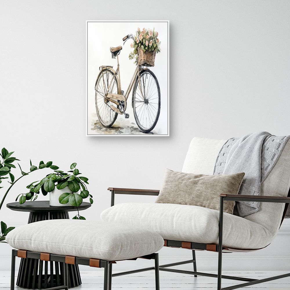 Toile "Vélo fleuri élégant"