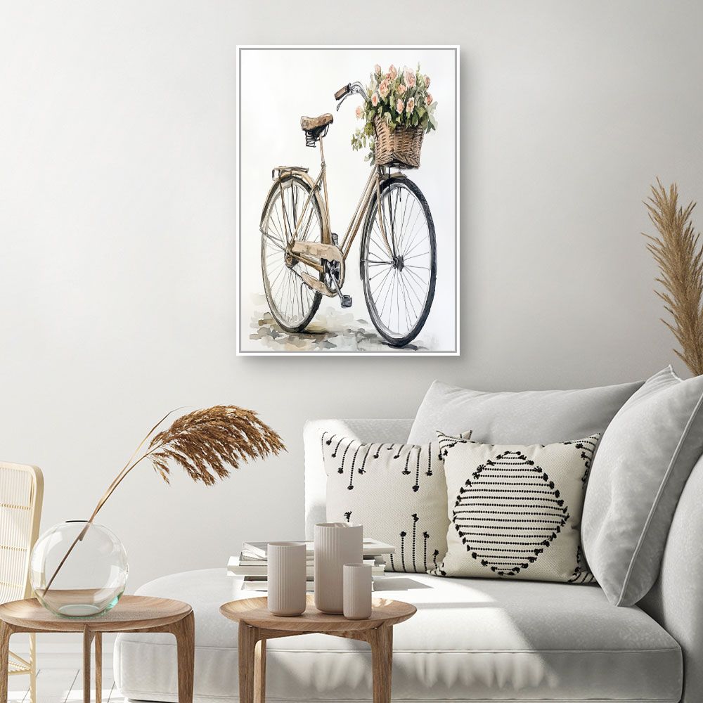 Toile "Vélo fleuri élégant"