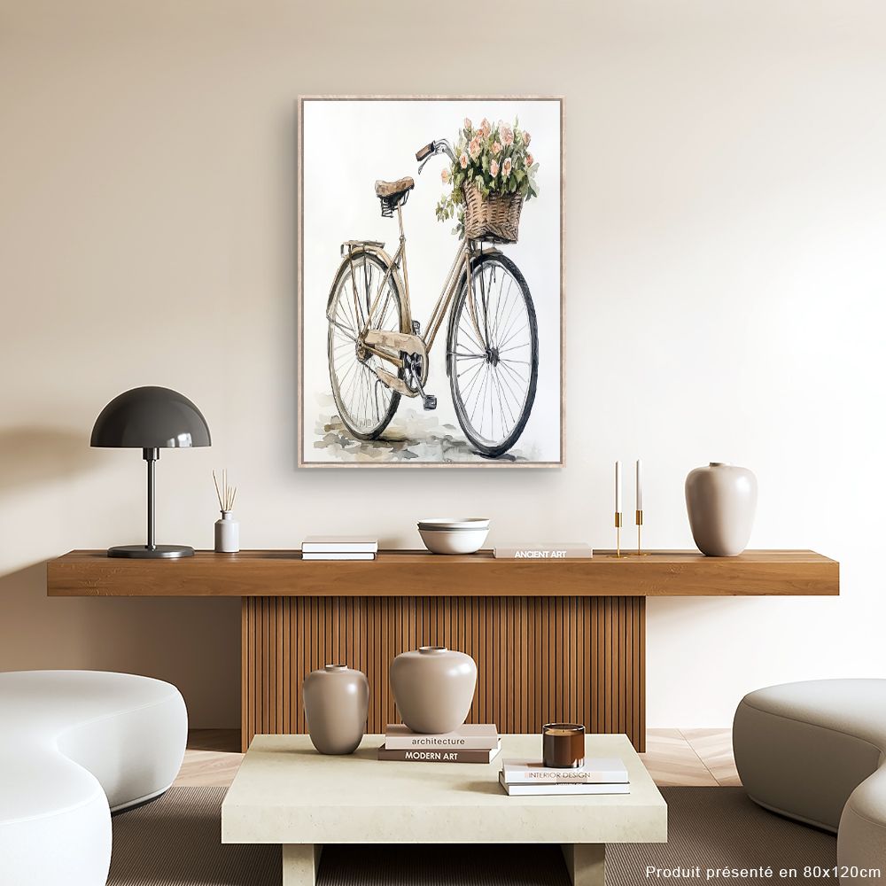 Toile "Vélo fleuri élégant"