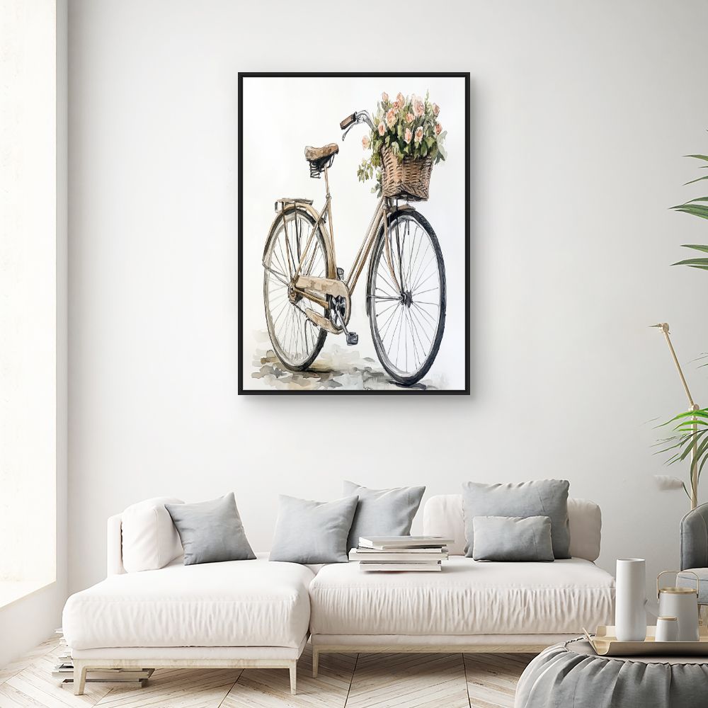 Toile "Vélo fleuri élégant"