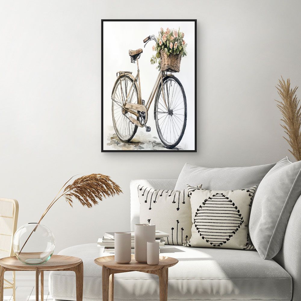 Toile "Vélo fleuri élégant"