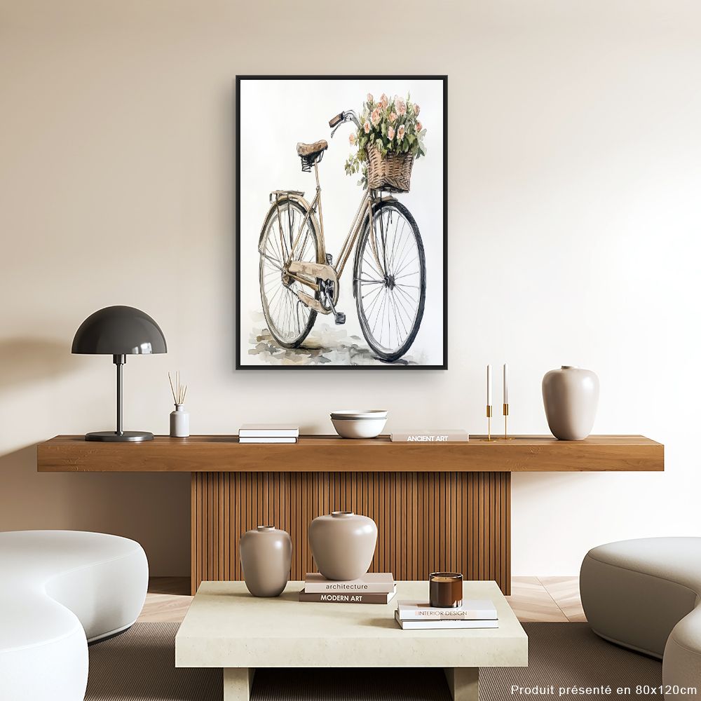 Toile "Vélo fleuri élégant"