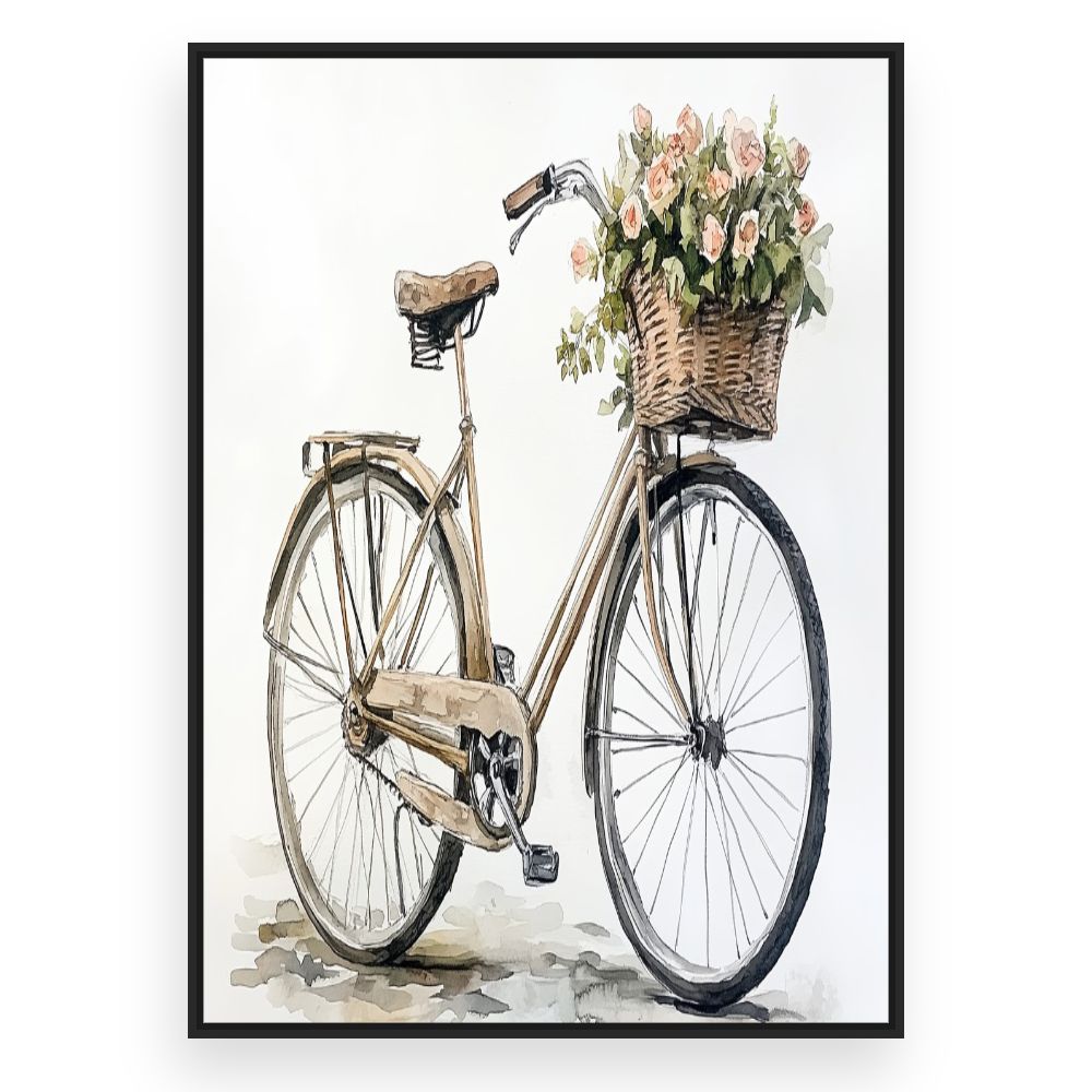 Toile Vélo fleuri élégant – toile cadre noir (slide 3)