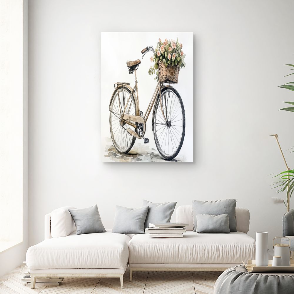 Toile "Vélo fleuri élégant"