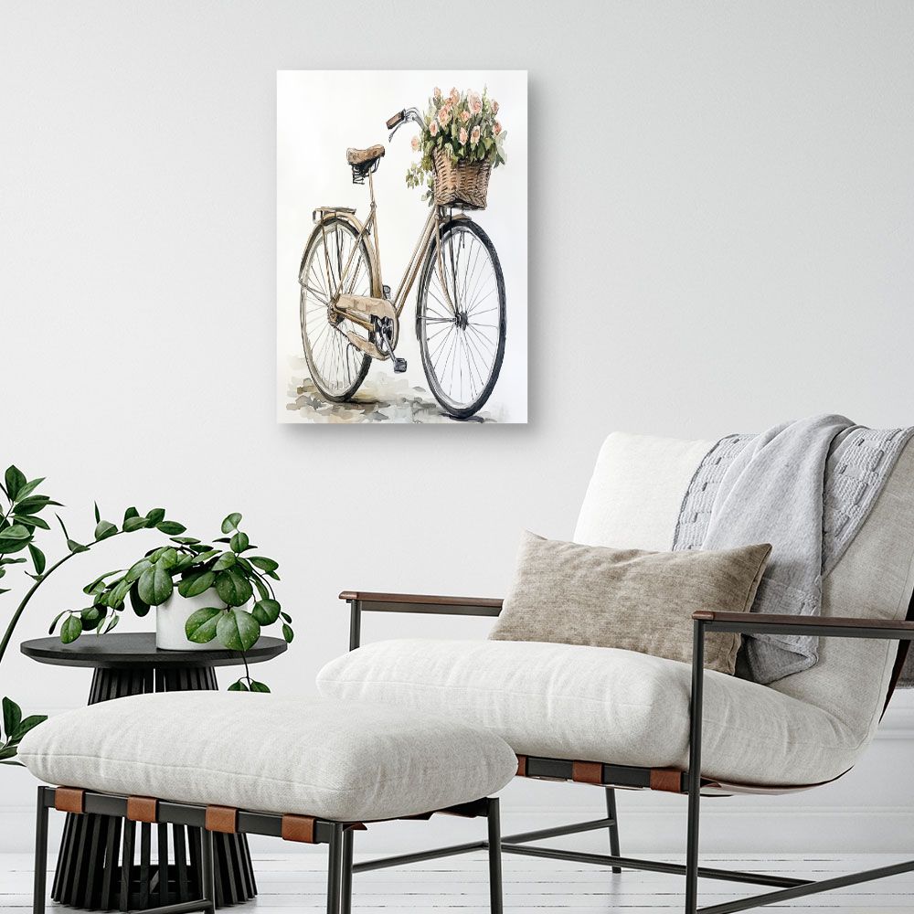 Toile "Vélo fleuri élégant"