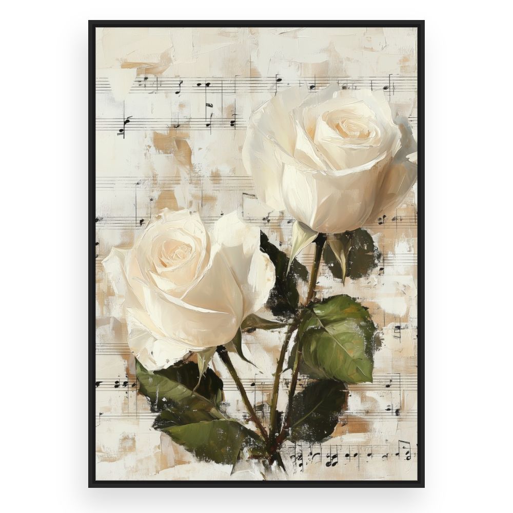 Toile Roses mélodieuses – toile cadre noir (slide 3)