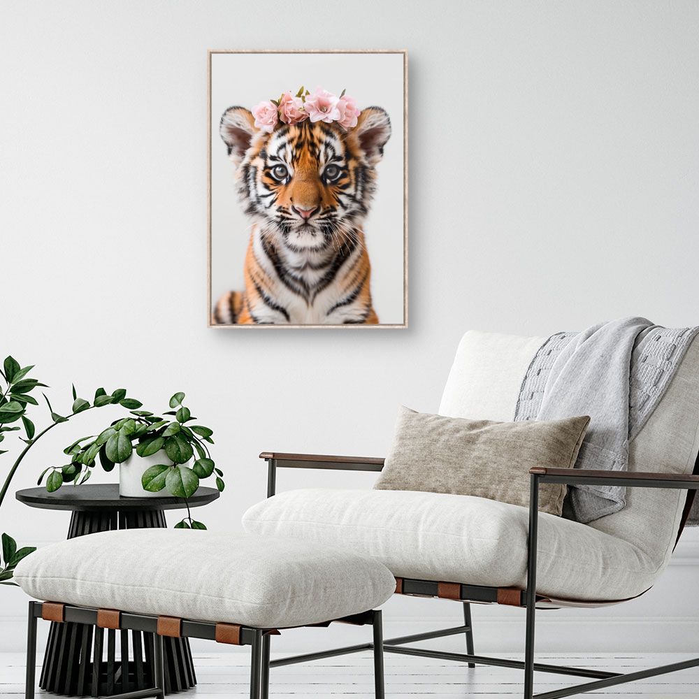 Toile "Tigre fleuri"