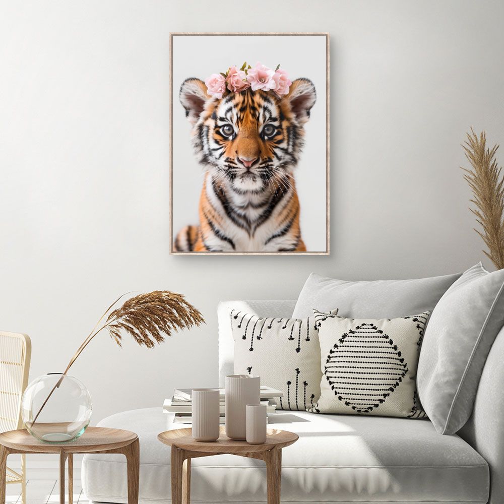 Toile Tigre fleuri – toile cadre naturel (slide 1, 60×90)