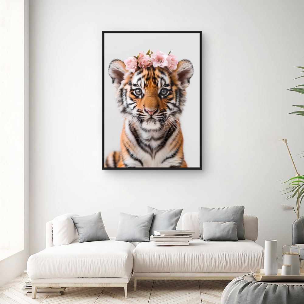 Toile "Tigre fleuri"