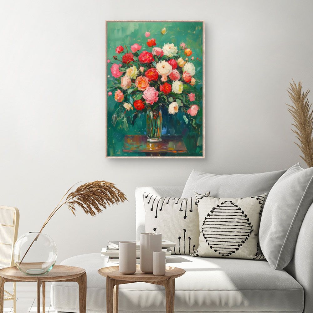 Toile Bouquet éclatant – toile cadre naturel (slide 1, 60×90)