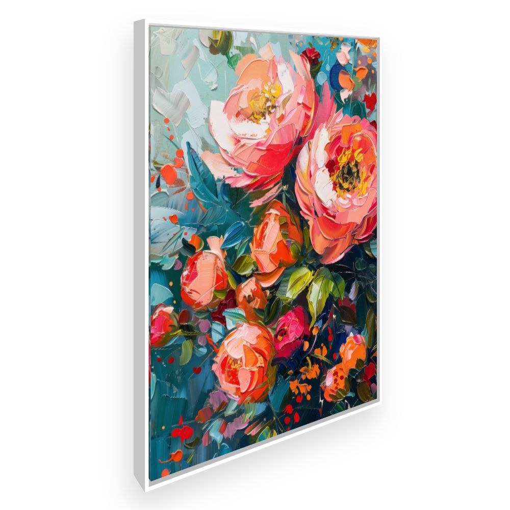 Toile Fleurs vibrantes – toile cadre blanc (slide 2)