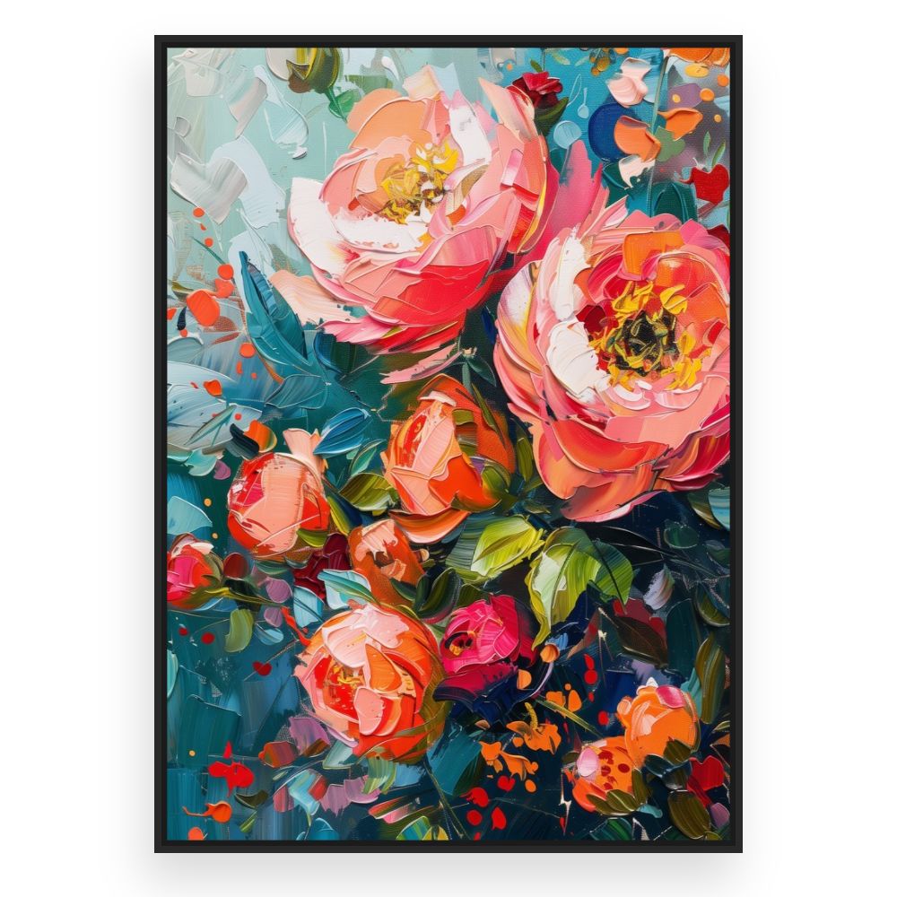 Toile Fleurs vibrantes – toile cadre noir (slide 3)