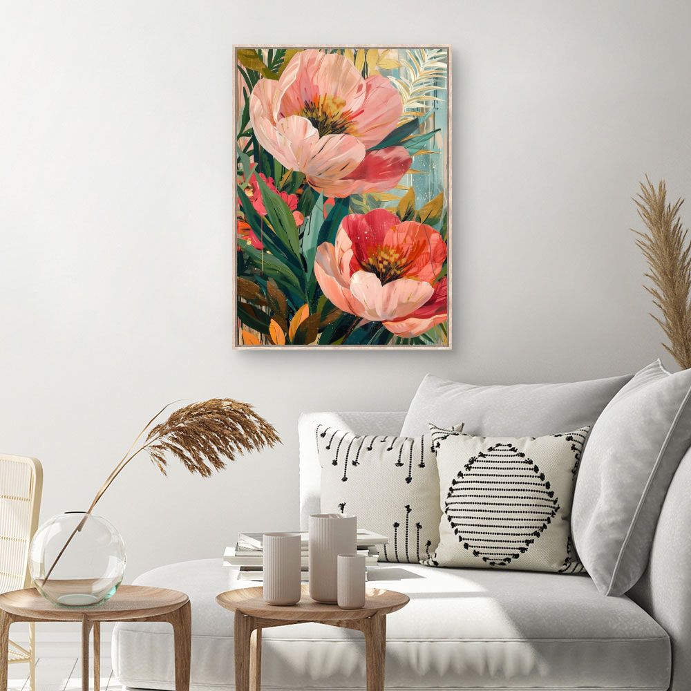 Toile Fleurs éclatantes – toile cadre naturel (slide 1, 60×90)