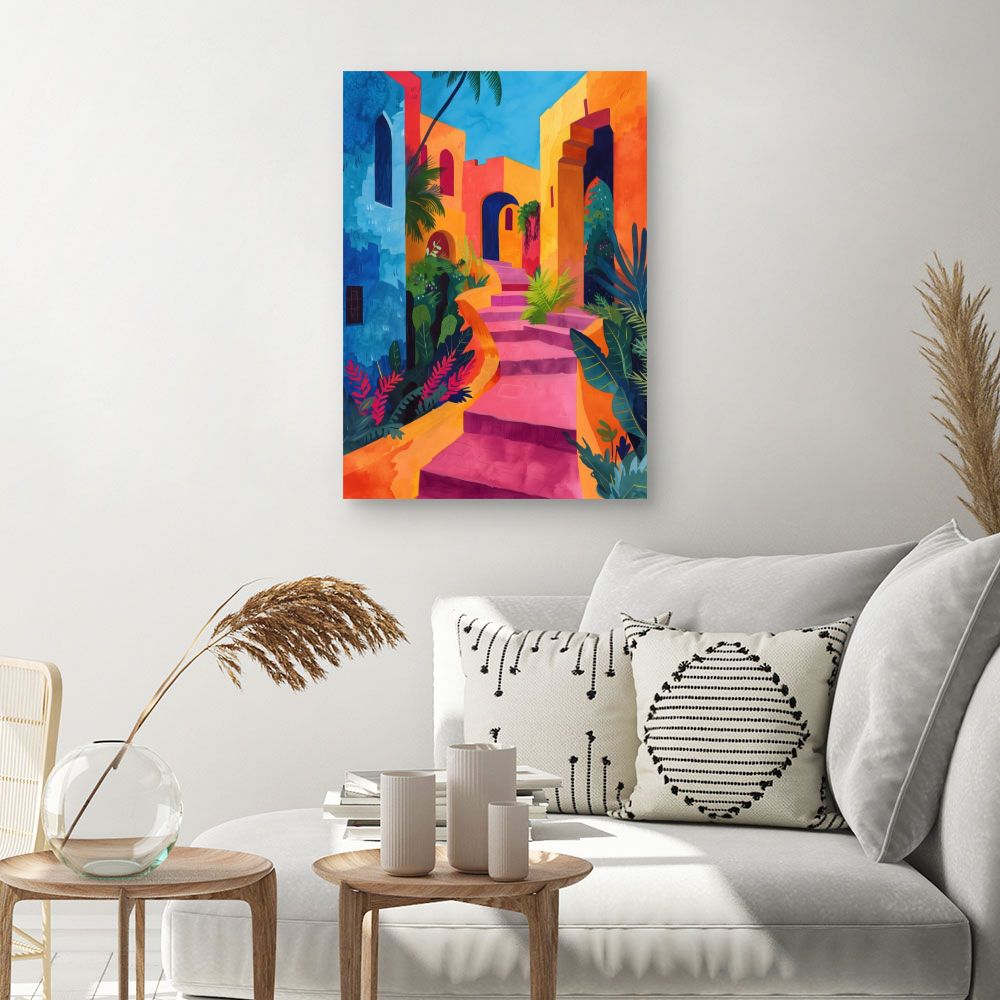 Toile "Escalier vibrant"