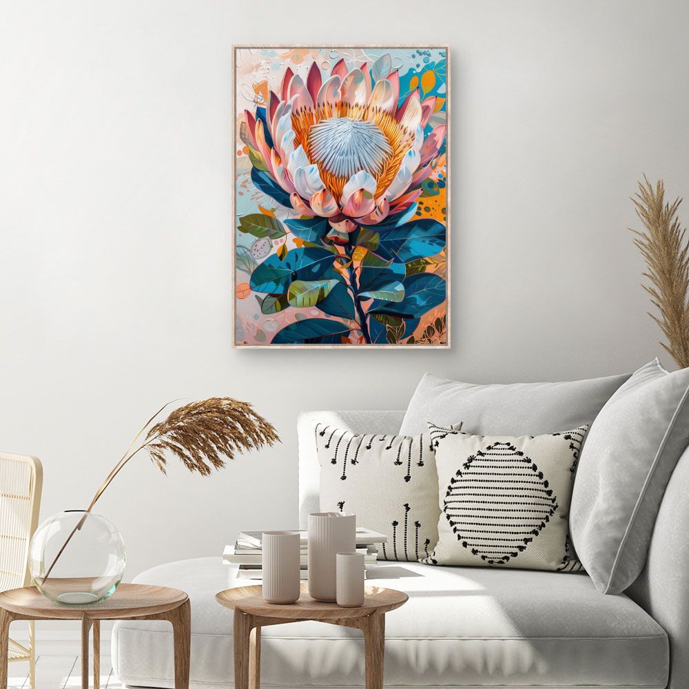 Toile Explosion florale vibrante – toile cadre naturel (slide 1, 60×90)