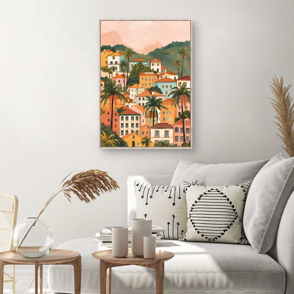 Toile Village ensoleillé – toile cadre naturel (slide 1, 60×90)