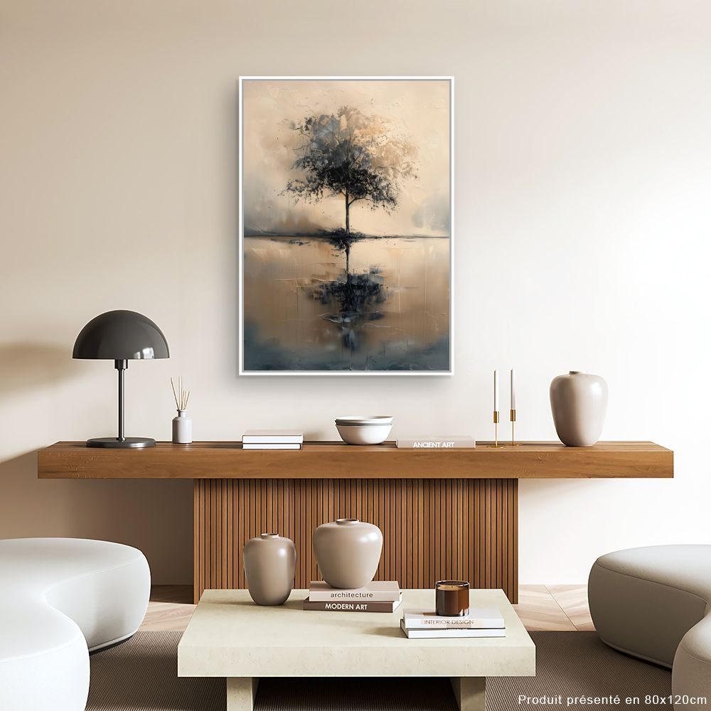 Toile "Arbre paisible reflété"