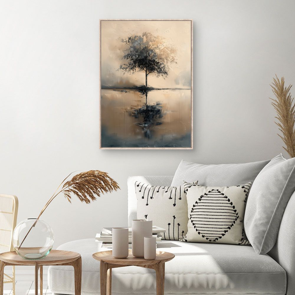 Toile Arbre paisible reflété – toile cadre naturel (slide 1, 60×90)
