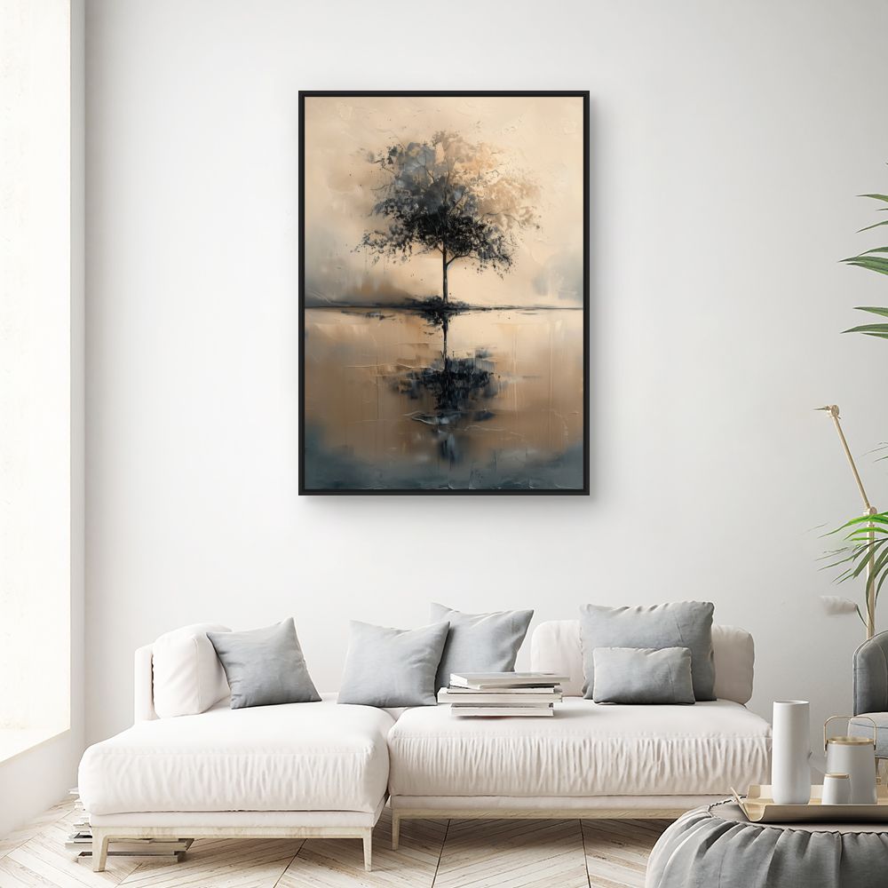 Toile "Arbre paisible reflété"