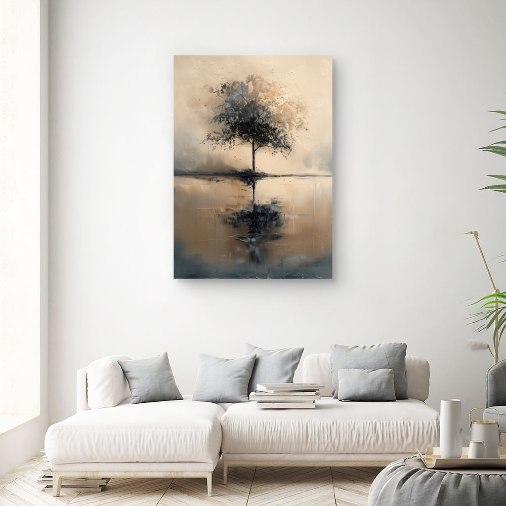 Toile "Arbre paisible reflété"