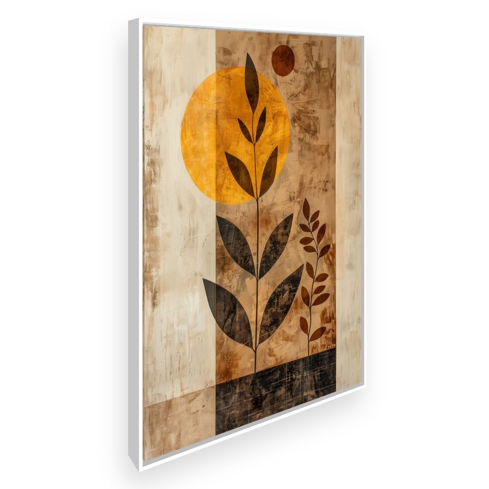 Toile Soleil et feuilles – toile cadre blanc (slide 2)