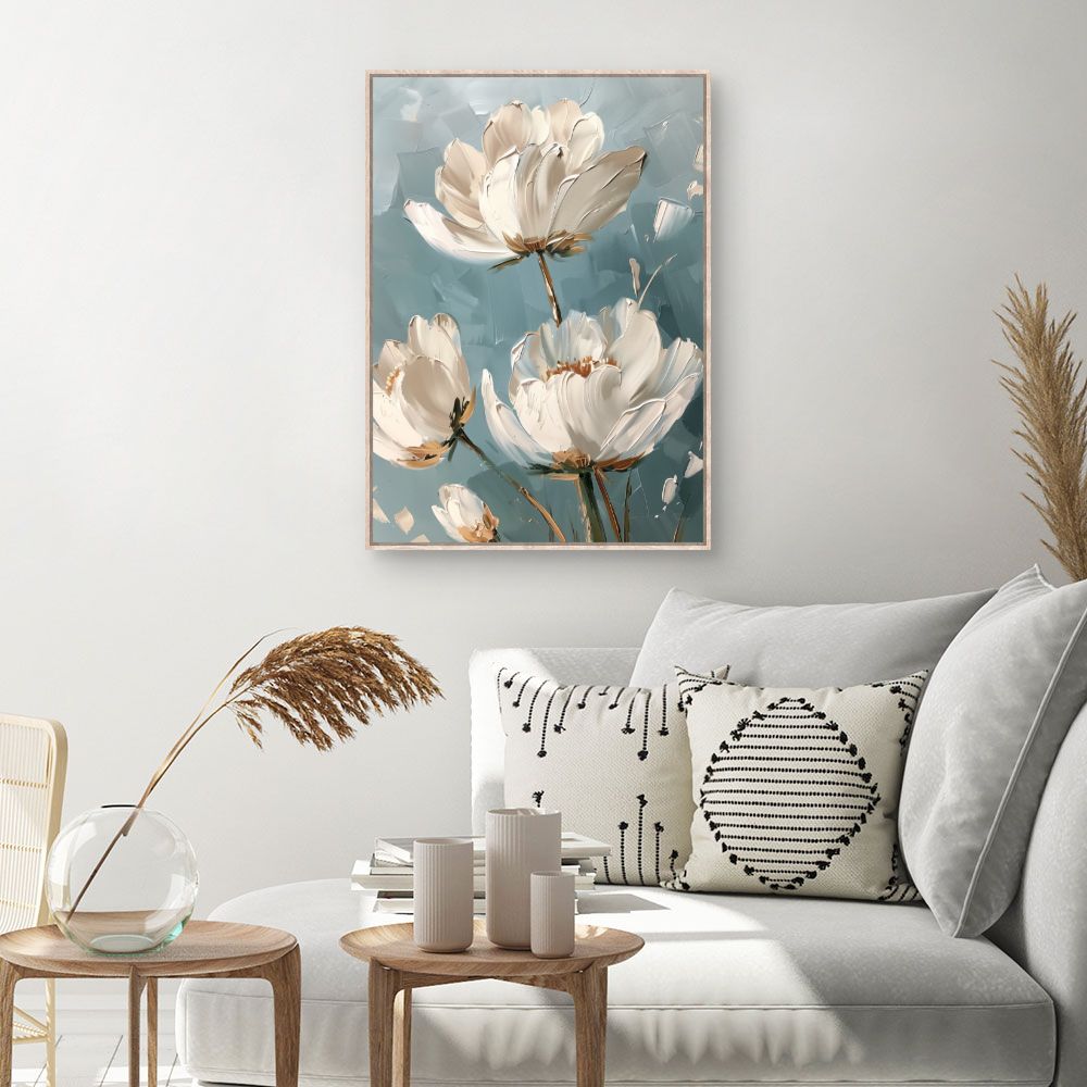 Toile Fleurs délicates – toile cadre naturel (slide 1, 60×90)