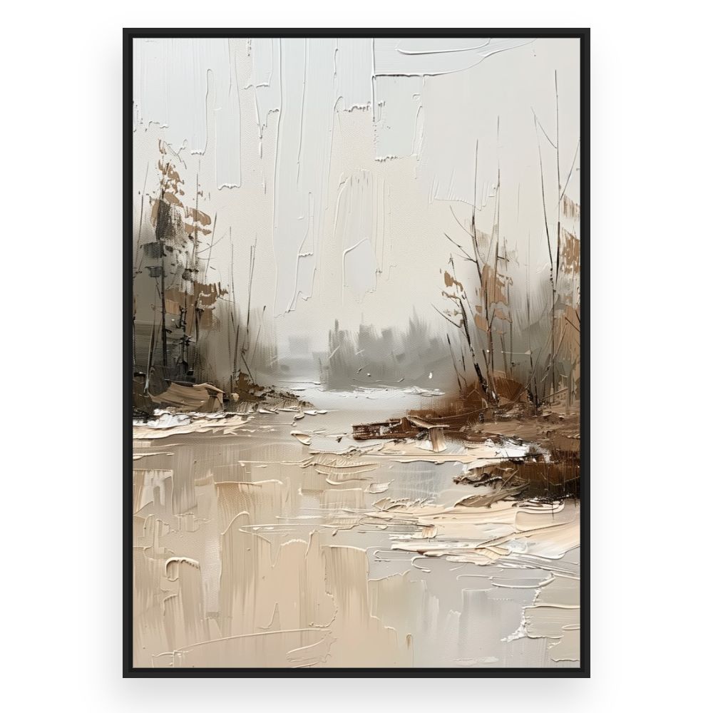 Toile Paysage hivernal apaisant – toile cadre noir (slide 3)