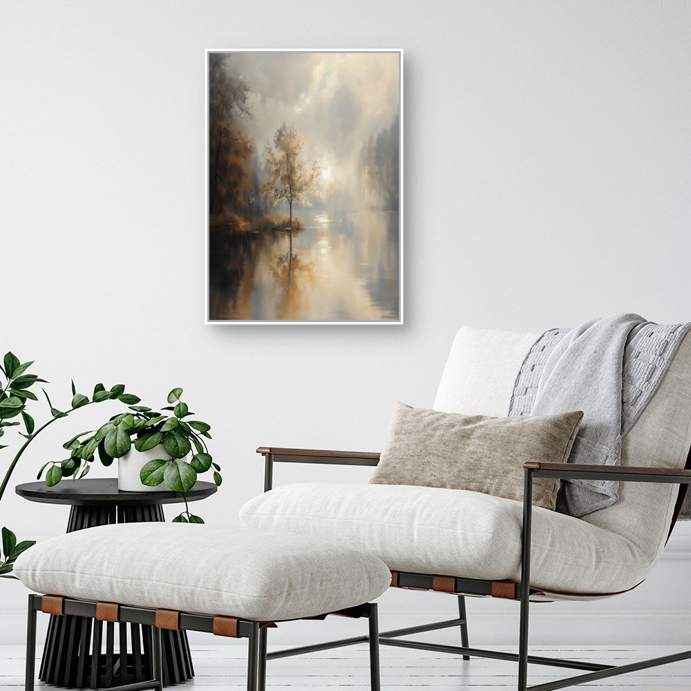 Toile "Paysage brumeux doux"