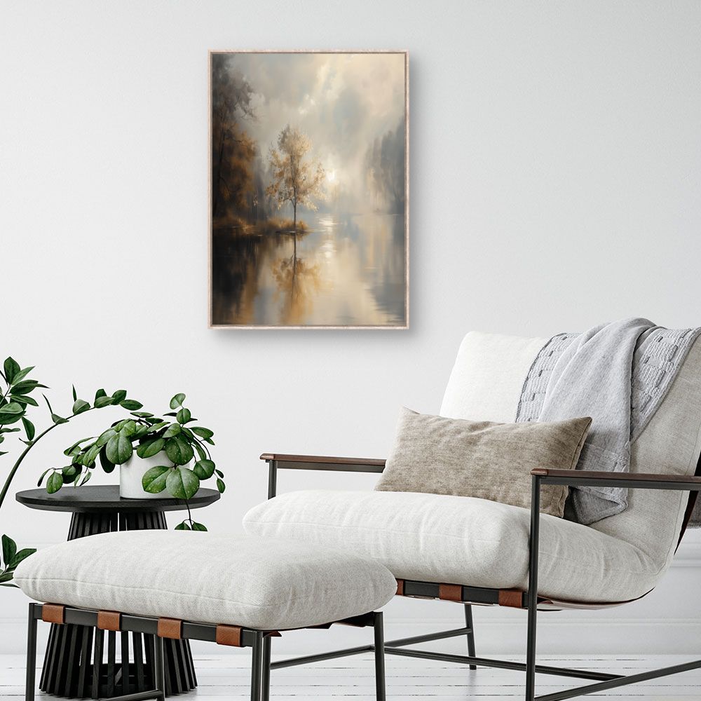 Toile "Paysage brumeux doux"