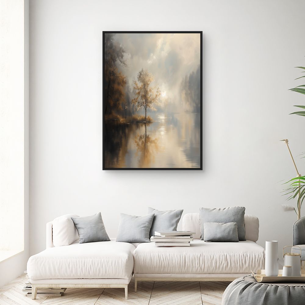 Toile "Paysage brumeux doux"