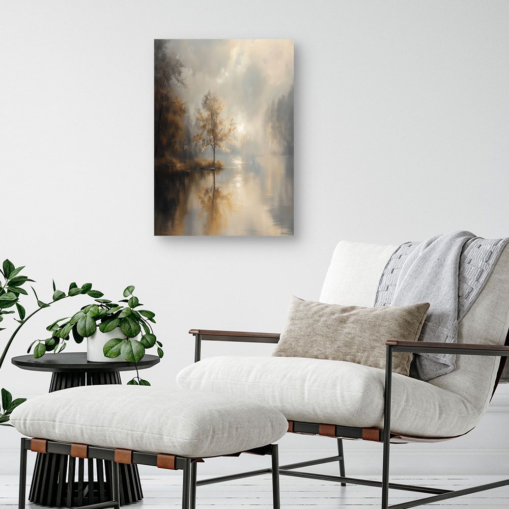 Toile "Paysage brumeux doux"