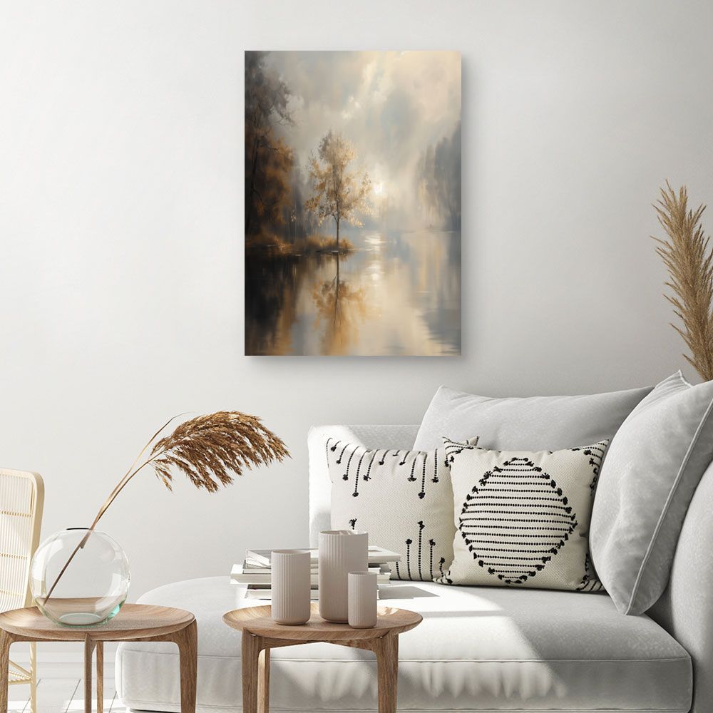 Toile "Paysage brumeux doux"