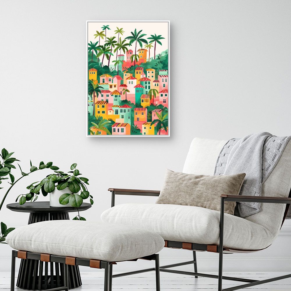 Toile "Village tropical vibrant"