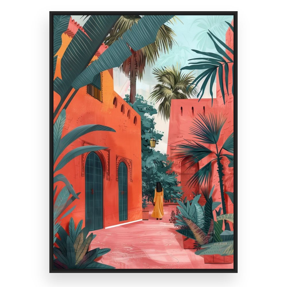 Toile Ruelle exotique ensoleillée – toile cadre noir (slide 3)