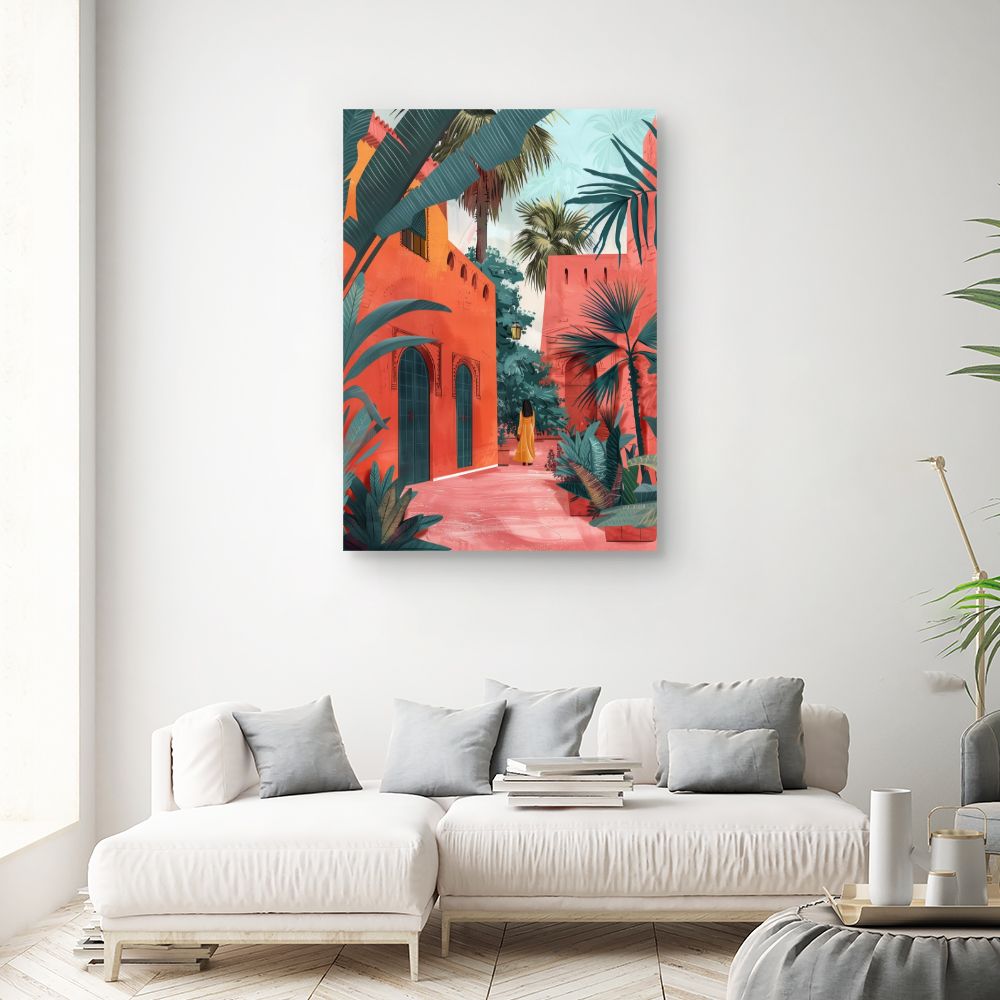 Toile "Ruelle exotique ensoleillée"