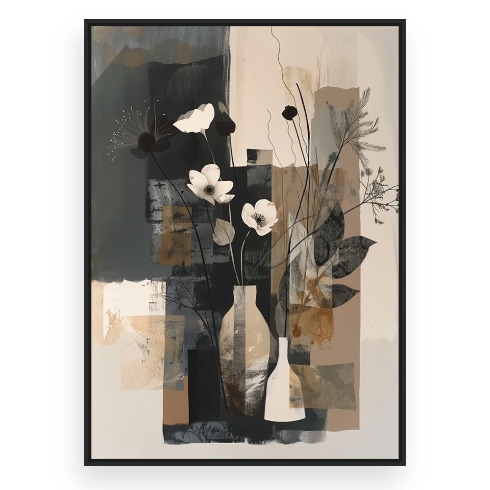 Toile Élégance florale abstraite – toile cadre noir (slide 3)