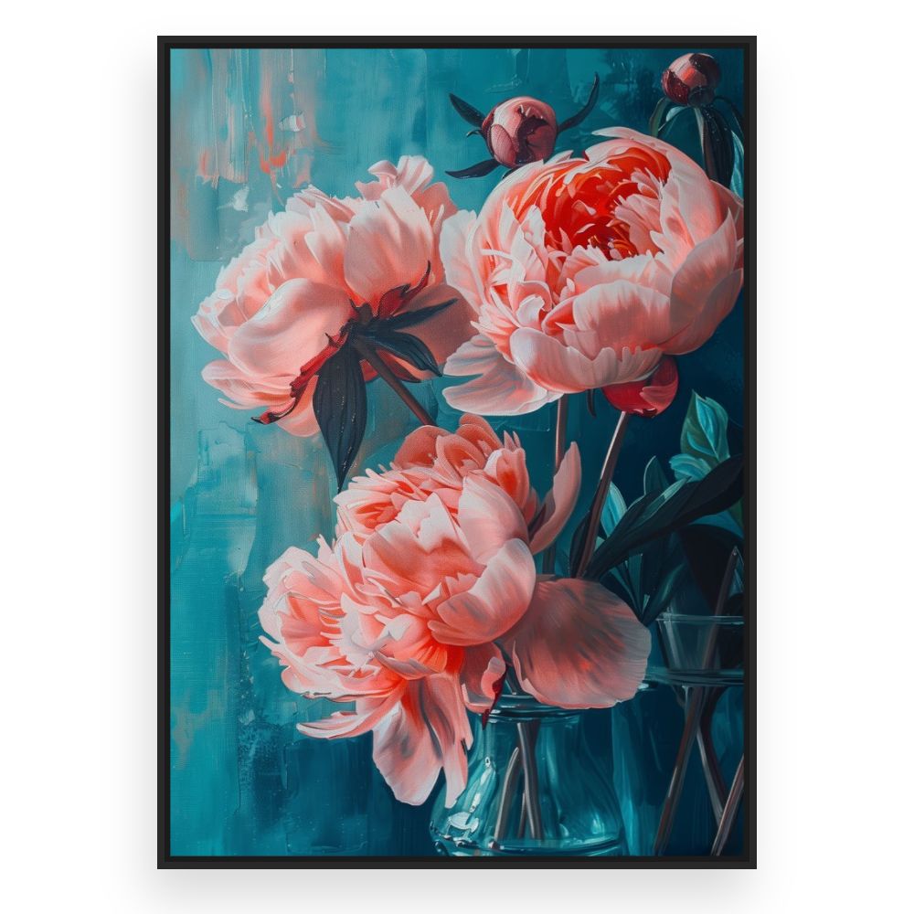 Toile Pivoines éclatantes – toile cadre noir (slide 3)