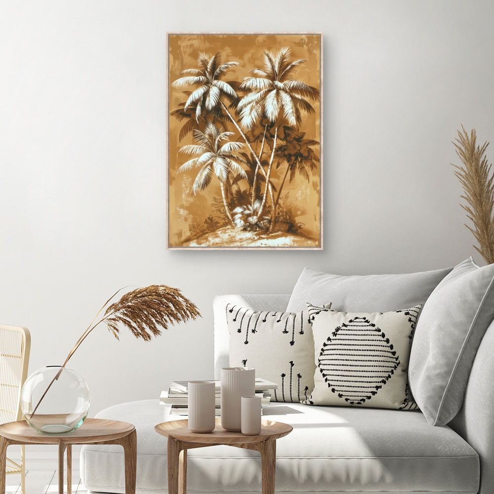 Toile Palmiers exotiques – toile cadre naturel (slide 1, 60×90)