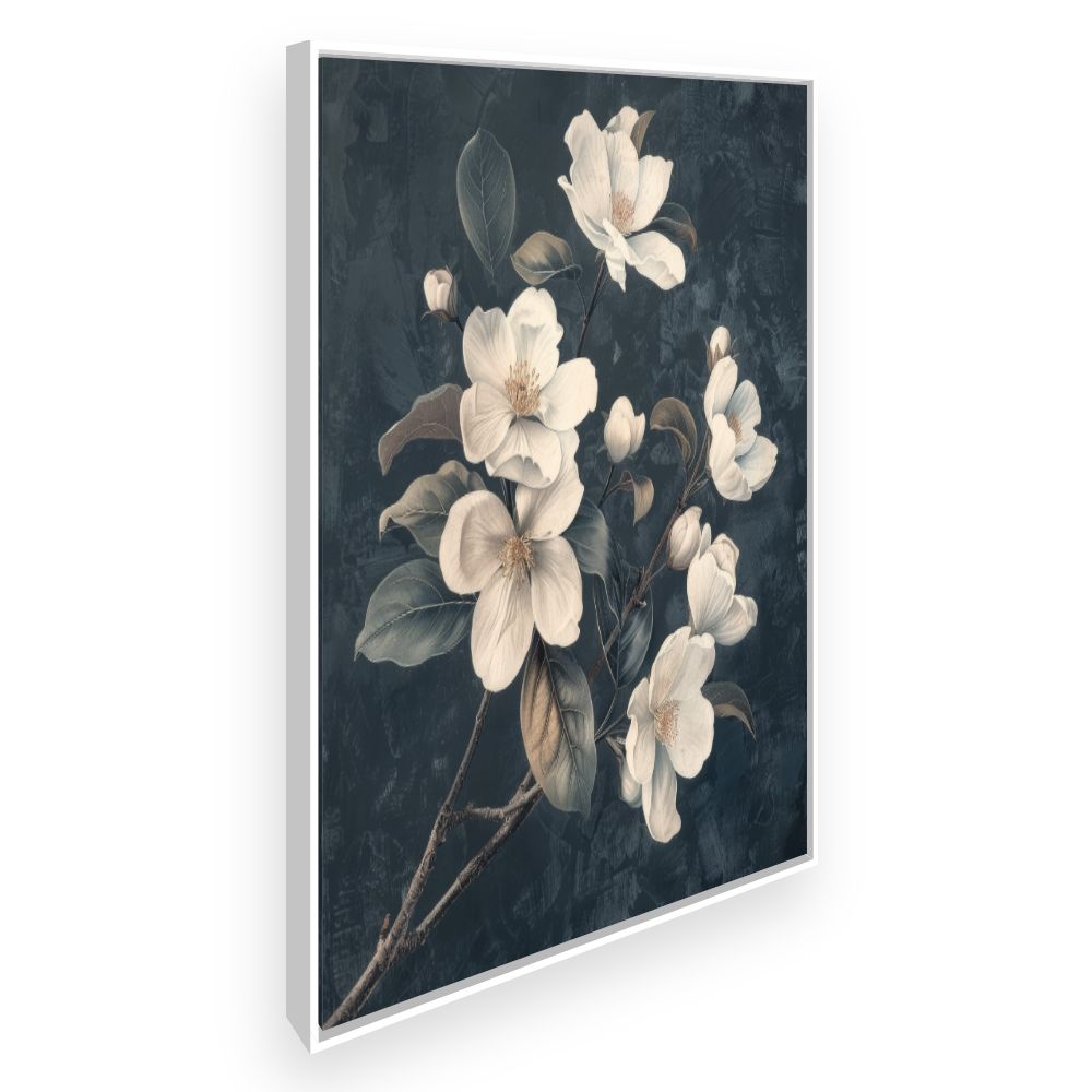 Toile Fleurs élégantes – toile cadre blanc (slide 2)
