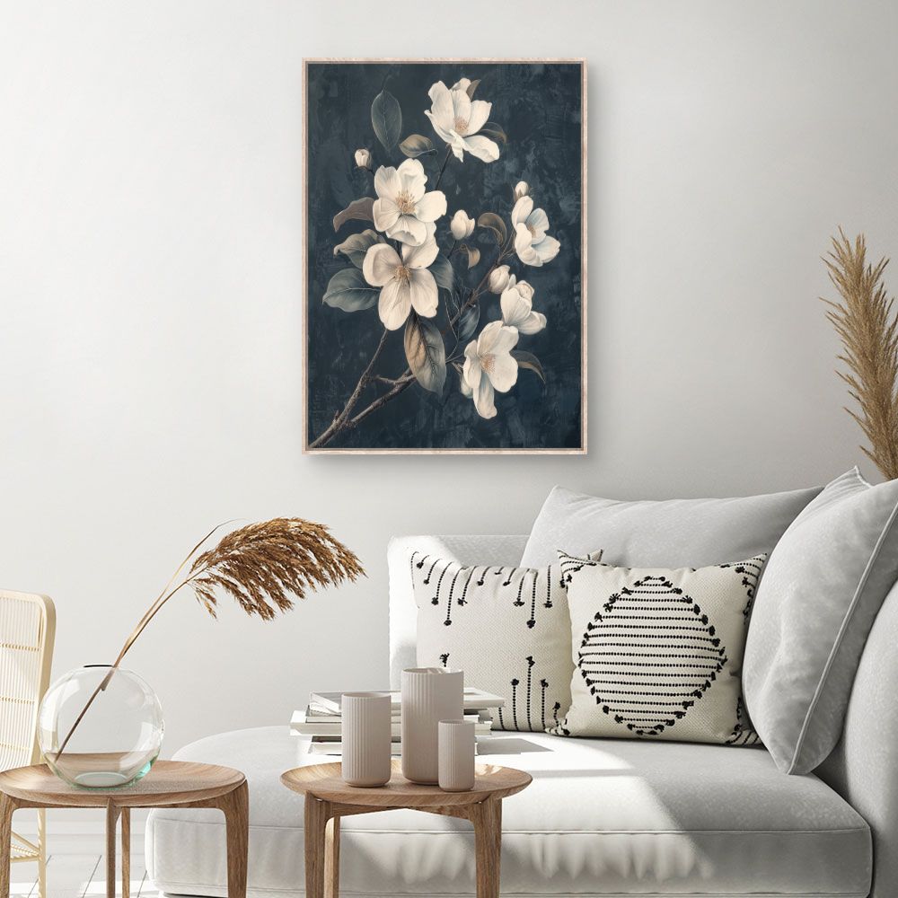 Toile Fleurs élégantes – toile cadre naturel (slide 1, 60×90)