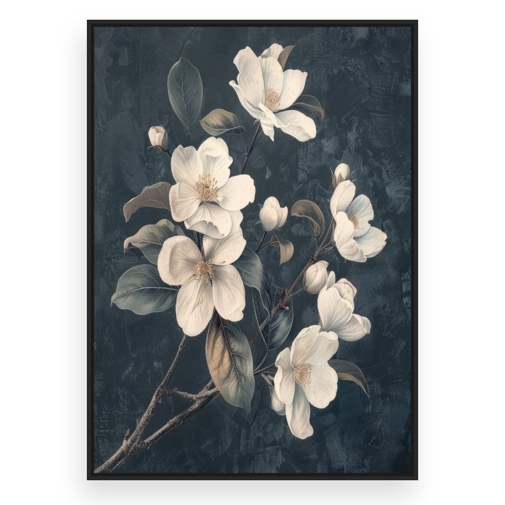Toile Fleurs élégantes – toile cadre noir (slide 3)