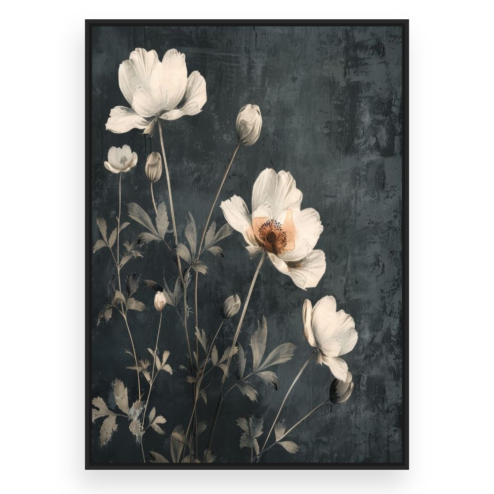 Toile Fleurs délicates – toile cadre noir (slide 3)